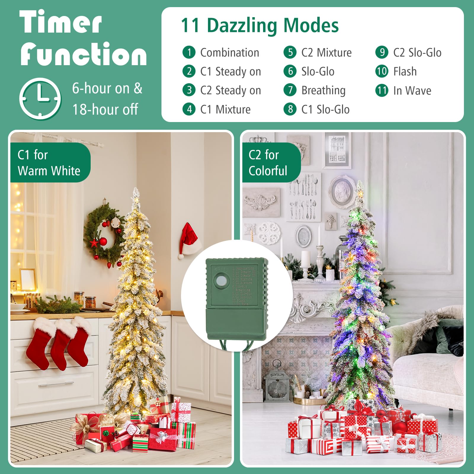 Foto 2 | Lápiz Flocado Preiluminado Christmas Tree Goplus De 1,5 M Con 150 Led - Venta Internacional.