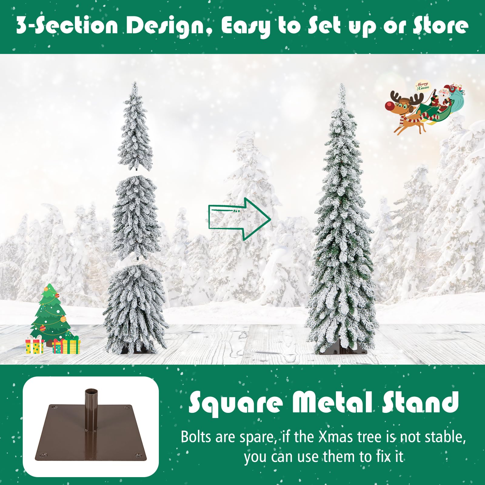Foto 6 pulgar | Lápiz Flocado Preiluminado Christmas Tree Goplus De 1,5 M Con 150 Led - Venta Internacional.