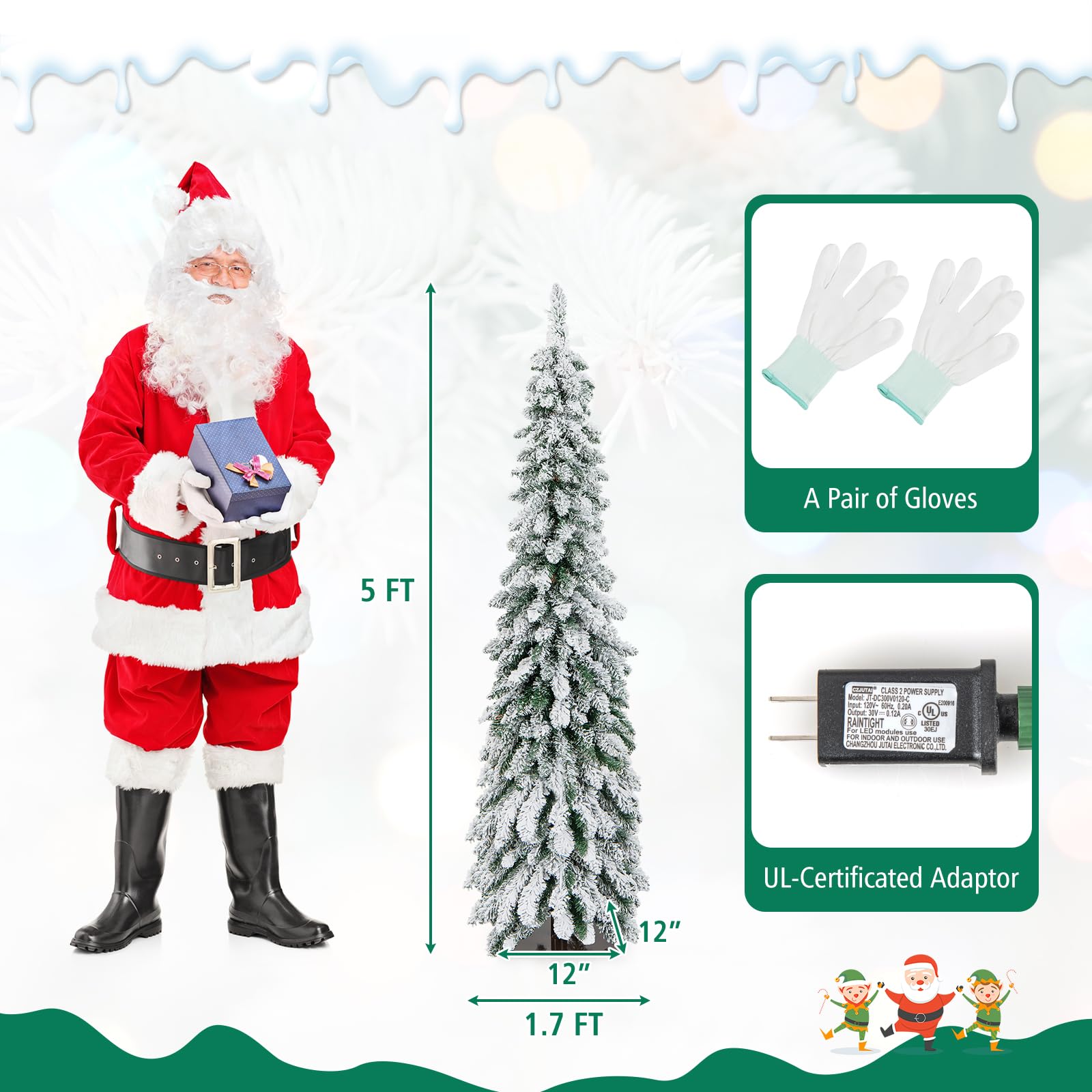 Foto 8 pulgar | Lápiz Flocado Preiluminado Christmas Tree Goplus De 1,5 M Con 150 Led - Venta Internacional.