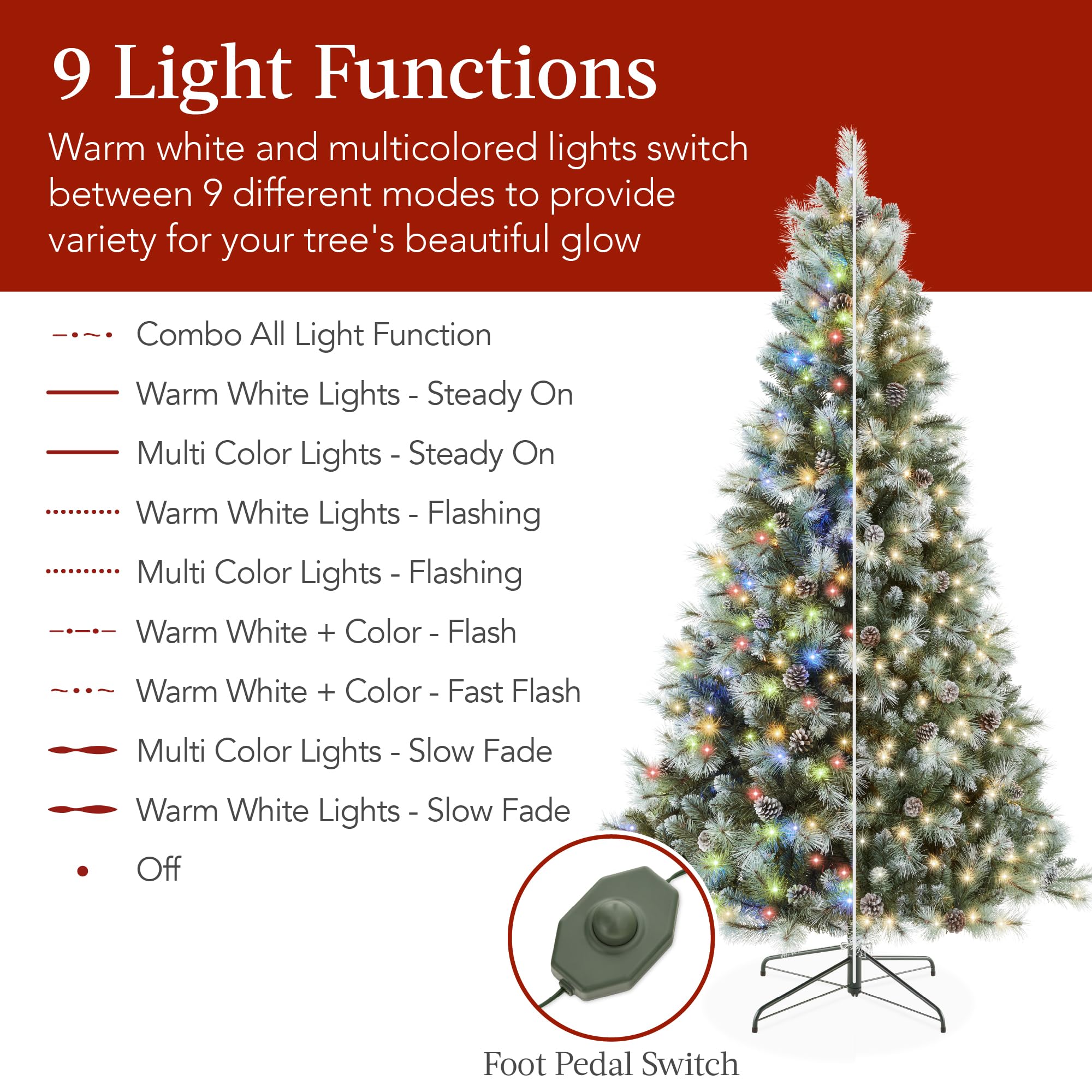 Foto 7 pulgar | Árbol de Navidad Best Choice Products Pino Escocés Preiluminado de 9 Pies - Venta Internacional