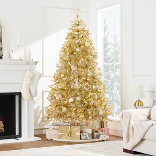 Foto 2 | Árbol de Navidad Best Choice Products Oropel Dorado Preiluminado de 9 Pies - Venta Internacional