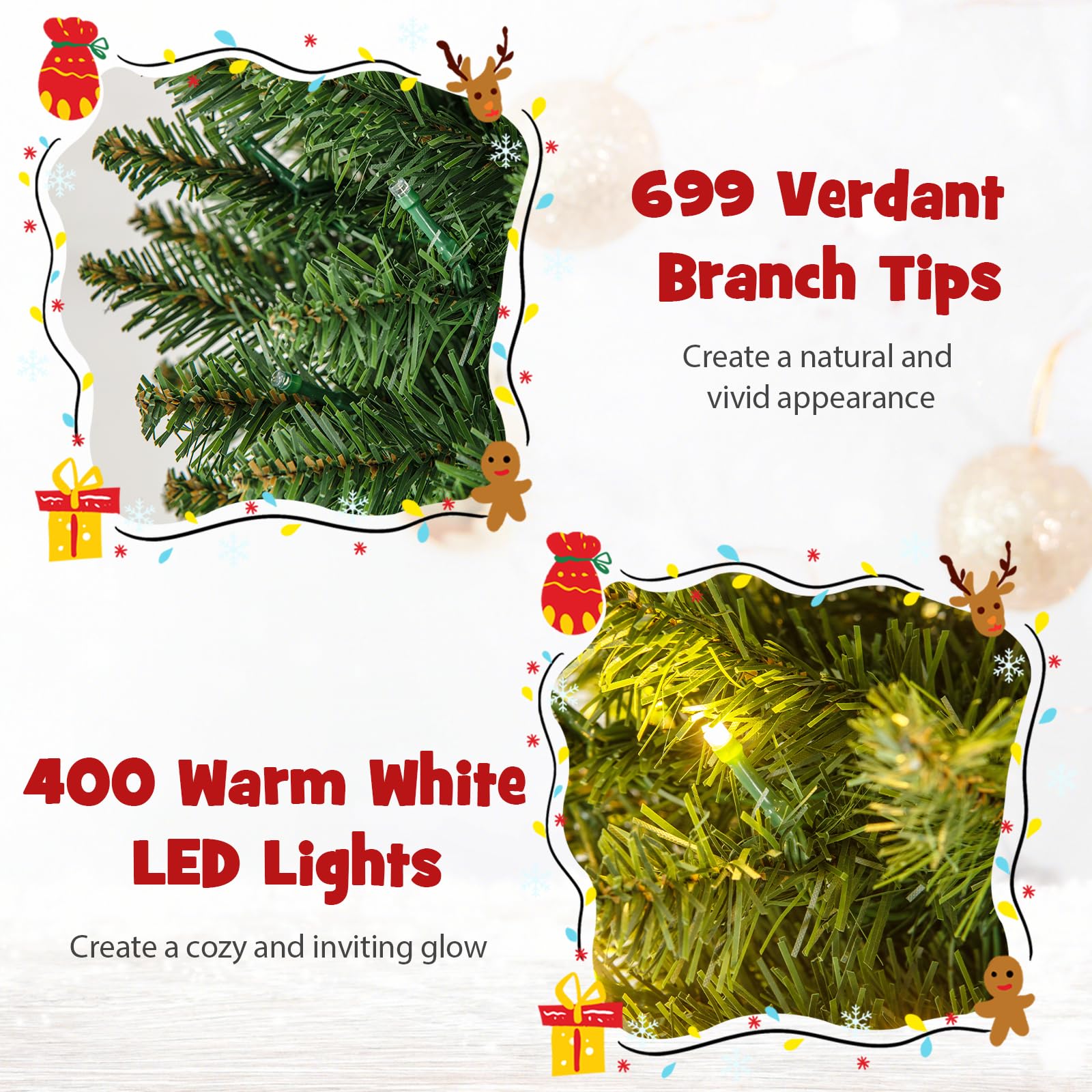 Foto 4 pulgar | Lápiz Delgado Preiluminado Goplus Christmas Tree De 9 Pies Con 400 Led - Venta Internacional.