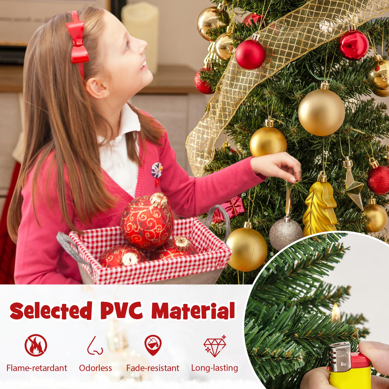 Foto 5 pulgar | Lápiz Delgado Preiluminado Goplus Christmas Tree De 9 Pies Con 400 Led - Venta Internacional.