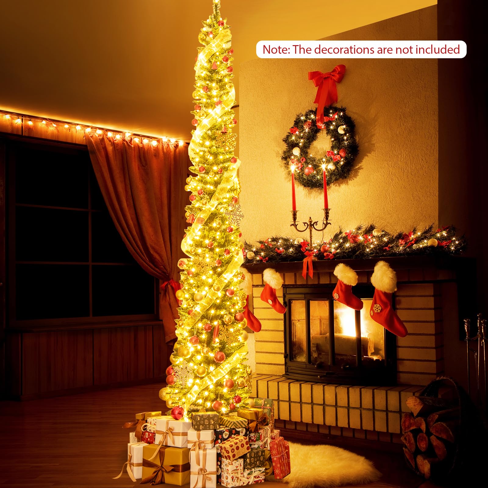 Foto 6 | Lápiz Delgado Preiluminado Goplus Christmas Tree De 9 Pies Con 400 Led - Venta Internacional.