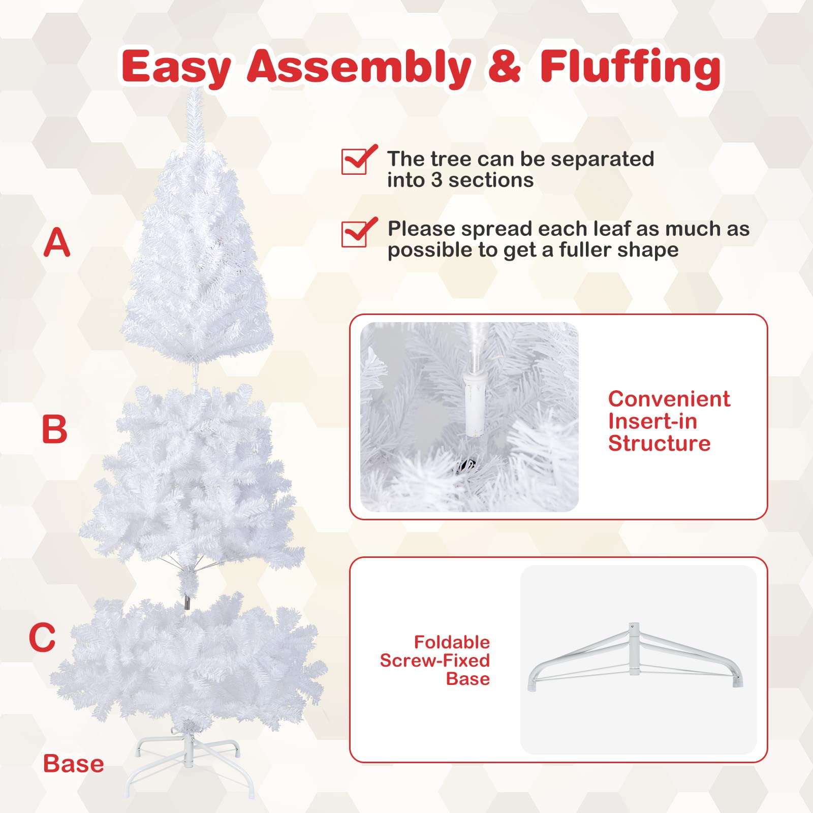 Foto 5 pulgar | Árbol De Navidad Costway De Pvc Artificial De 6 Pies Con Soporte Blanco - Venta Internacional.