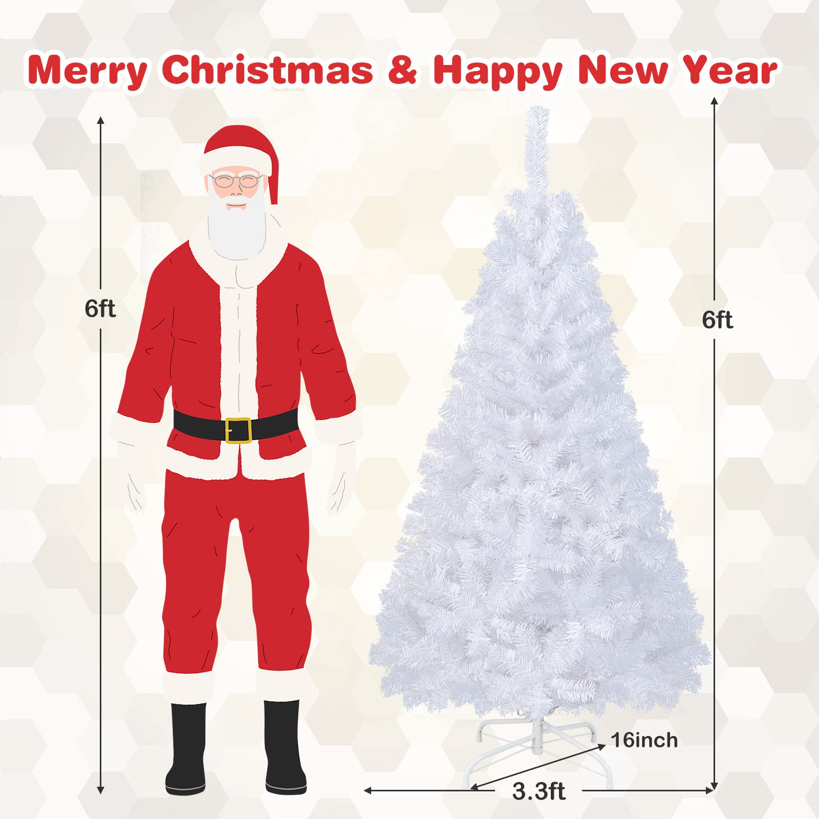 Foto 8 pulgar | Árbol De Navidad Costway De Pvc Artificial De 6 Pies Con Soporte Blanco - Venta Internacional.