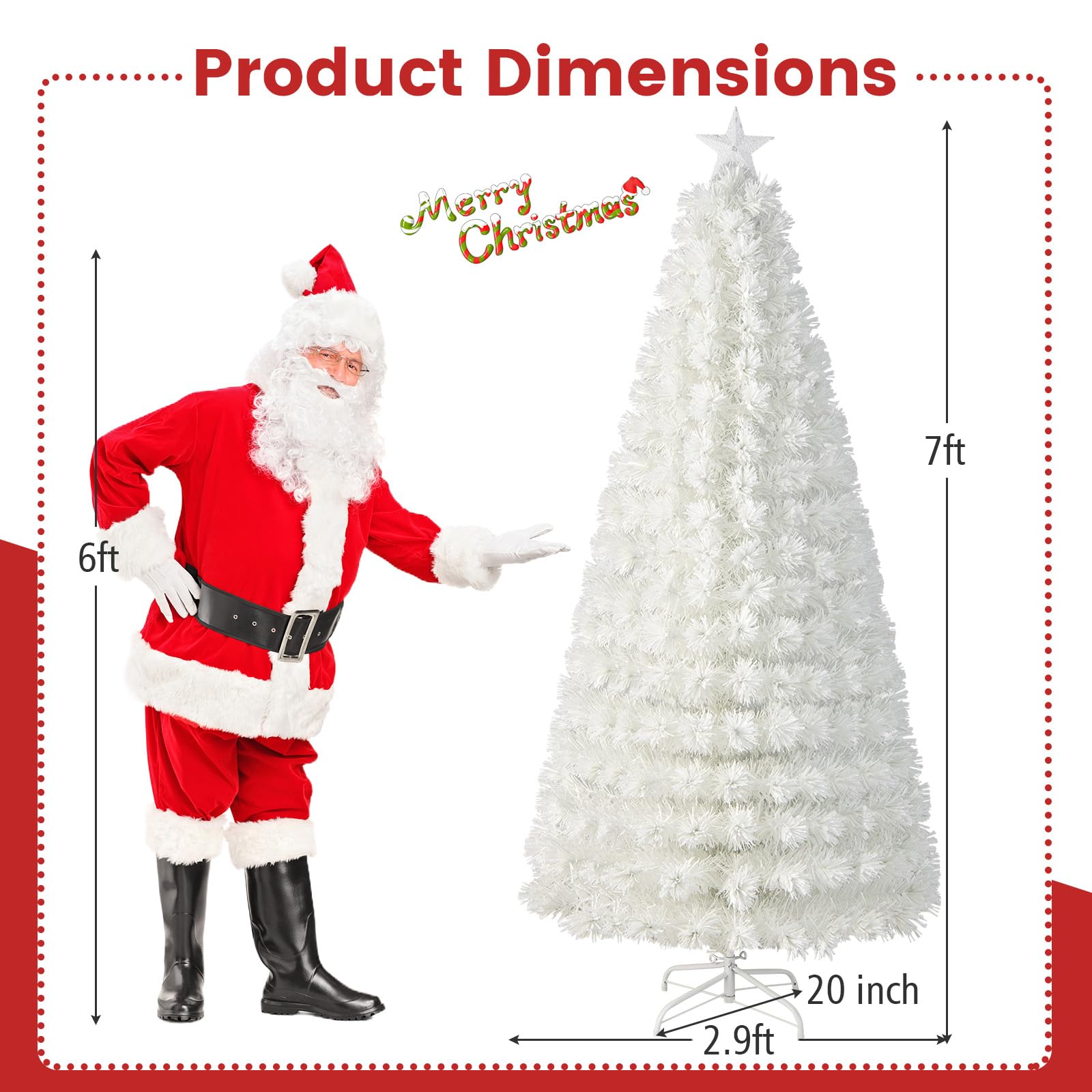 Foto 7 | Árbol De Navidad Goplus, Fibra Óptica Preiluminada, 7 Pies Con 270 Puntas - Venta Internacional.