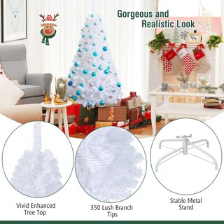 Foto 3 | Árbol De Navidad Costway De Pvc Artificial De 5 Pies Con Soporte Blanco - Venta Internacional.