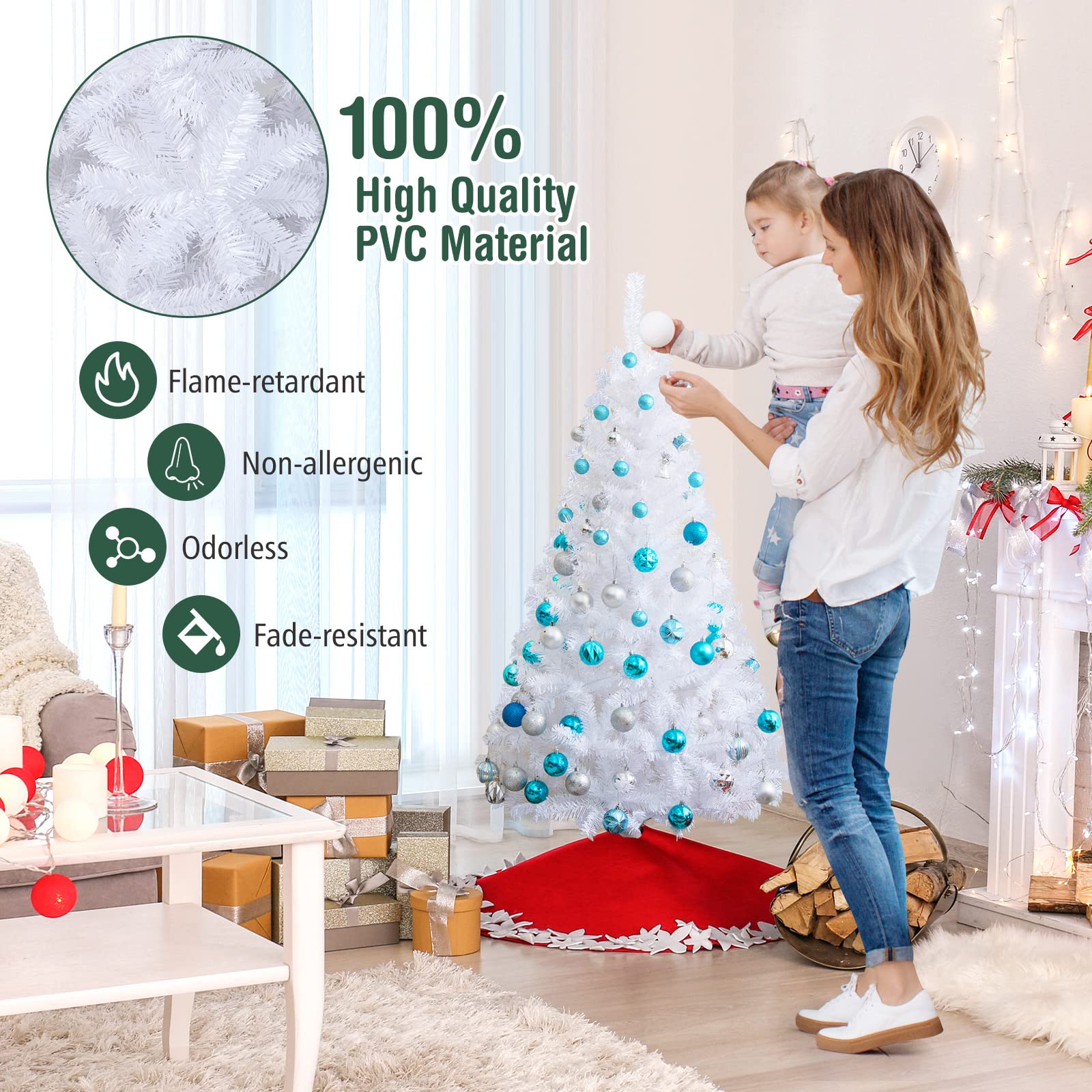 Foto 5 pulgar | Árbol De Navidad Costway De Pvc Artificial De 5 Pies Con Soporte Blanco - Venta Internacional.
