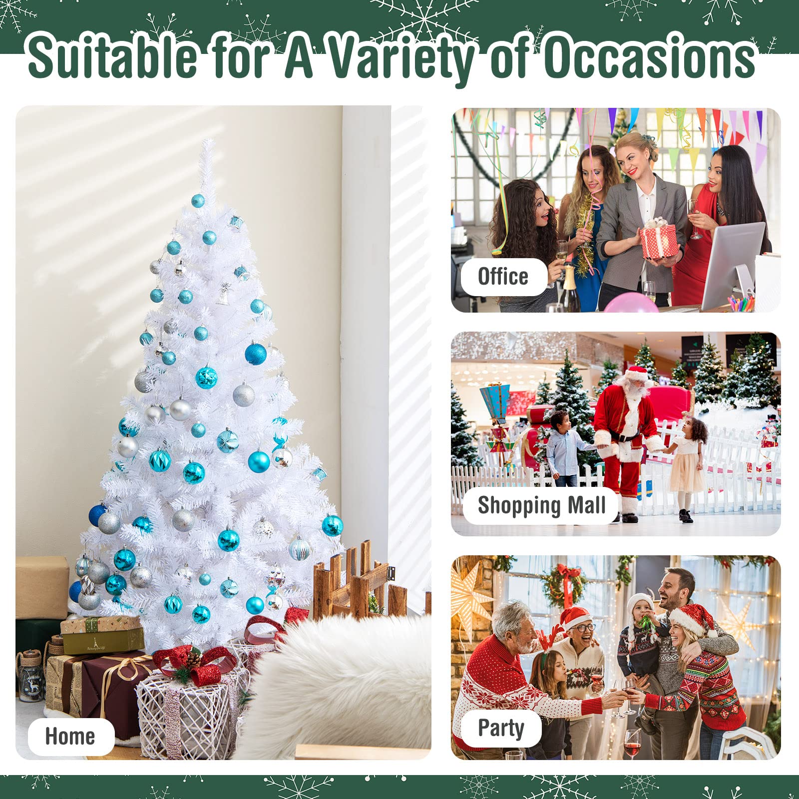 Foto 6 pulgar | Árbol De Navidad Costway De Pvc Artificial De 5 Pies Con Soporte Blanco - Venta Internacional.