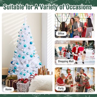 Foto 5 | Árbol De Navidad Costway De Pvc Artificial De 5 Pies Con Soporte Blanco - Venta Internacional.
