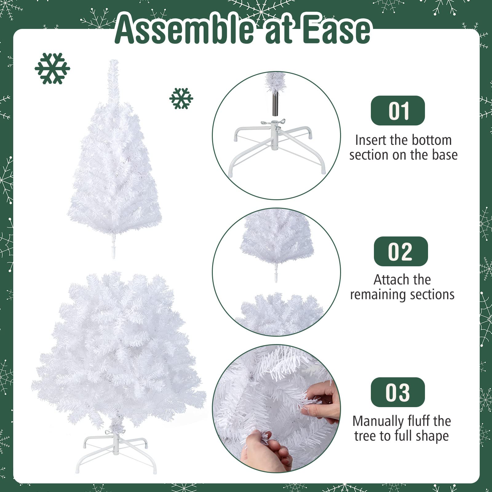Foto 7 pulgar | Árbol De Navidad Costway De Pvc Artificial De 5 Pies Con Soporte Blanco - Venta Internacional.