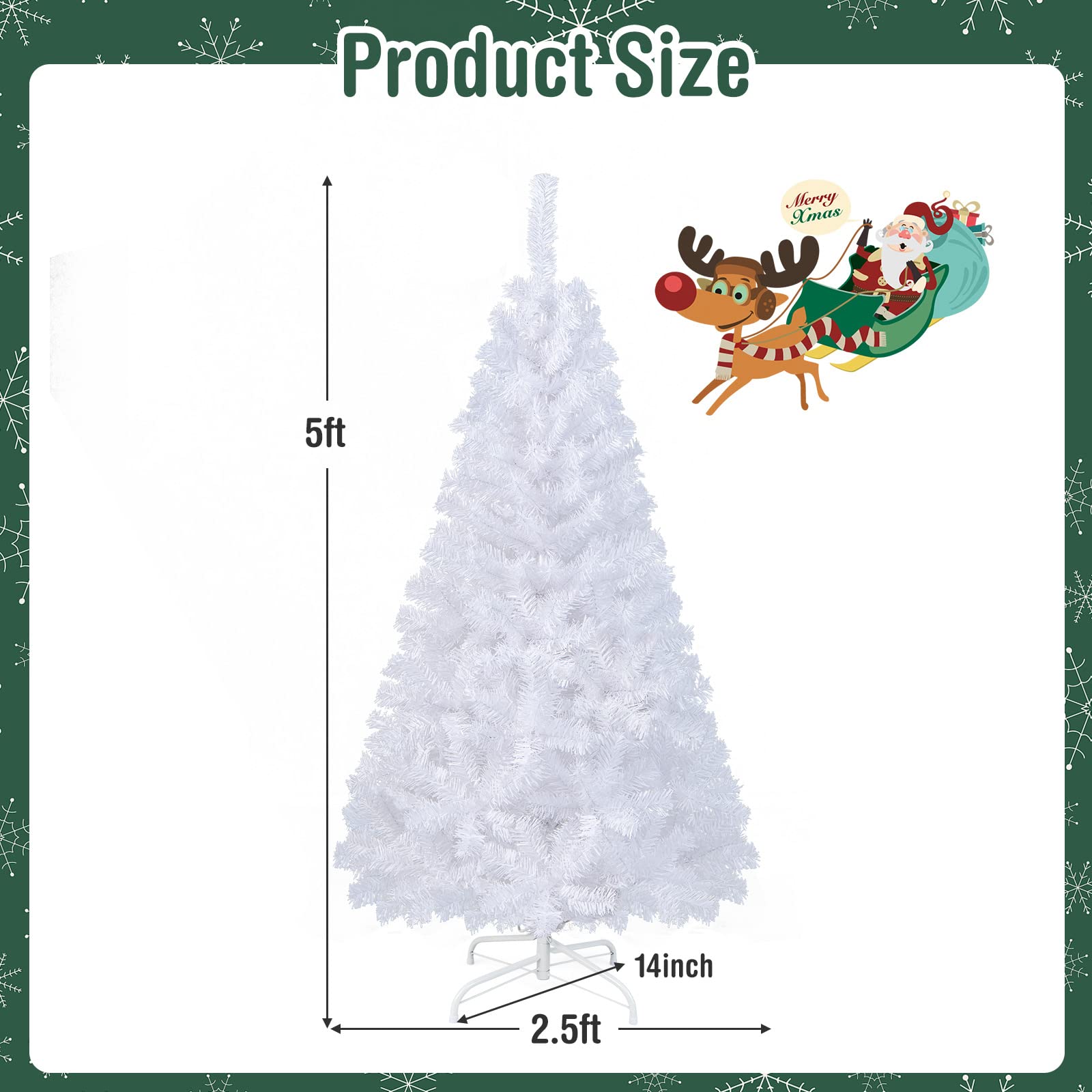 Foto 8 pulgar | Árbol De Navidad Costway De Pvc Artificial De 5 Pies Con Soporte Blanco - Venta Internacional.