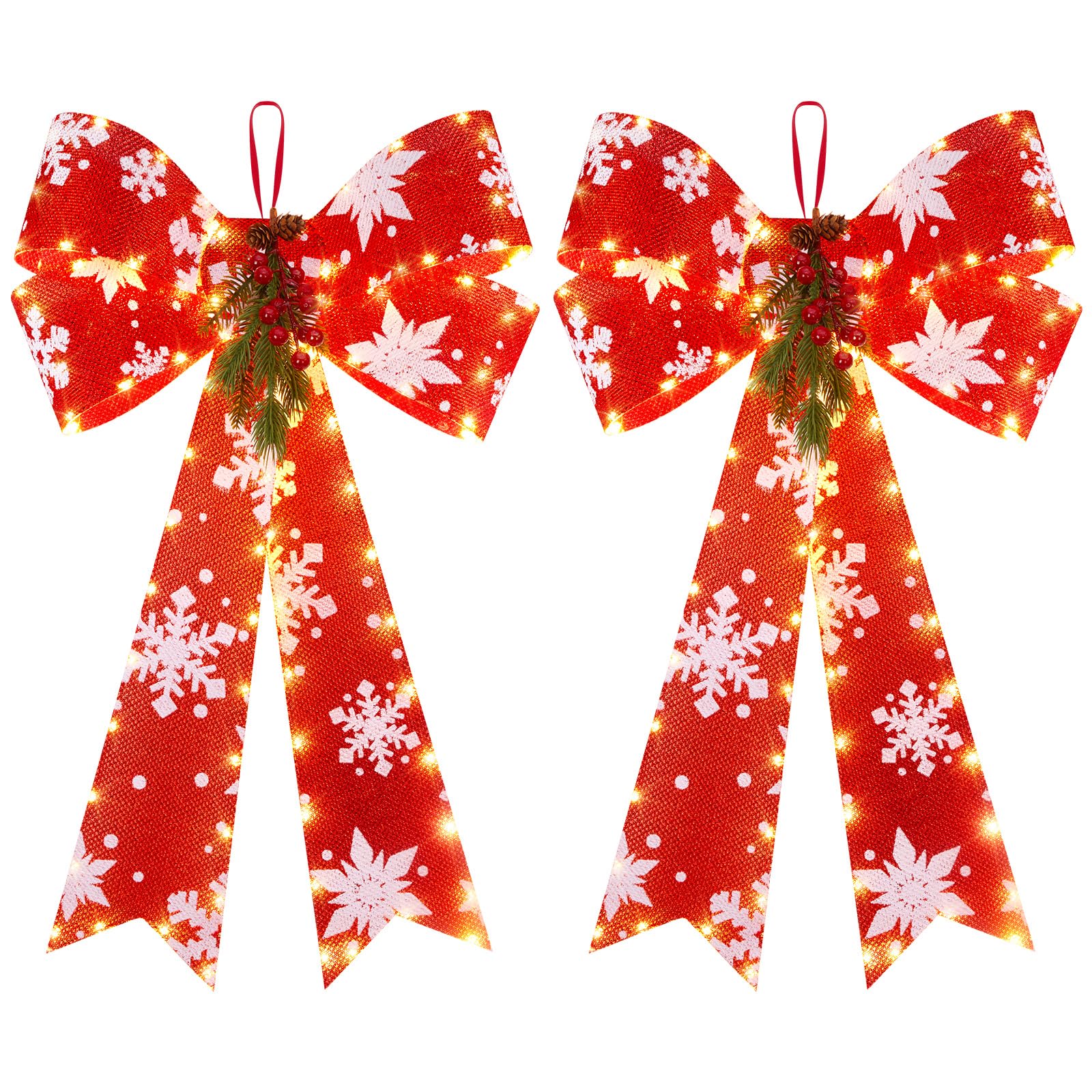 Foto 2 pulgar | Lazo Navideño Brightown Led Rojo Con Temporizador, 40 X 60 Cm - Venta Internacional.