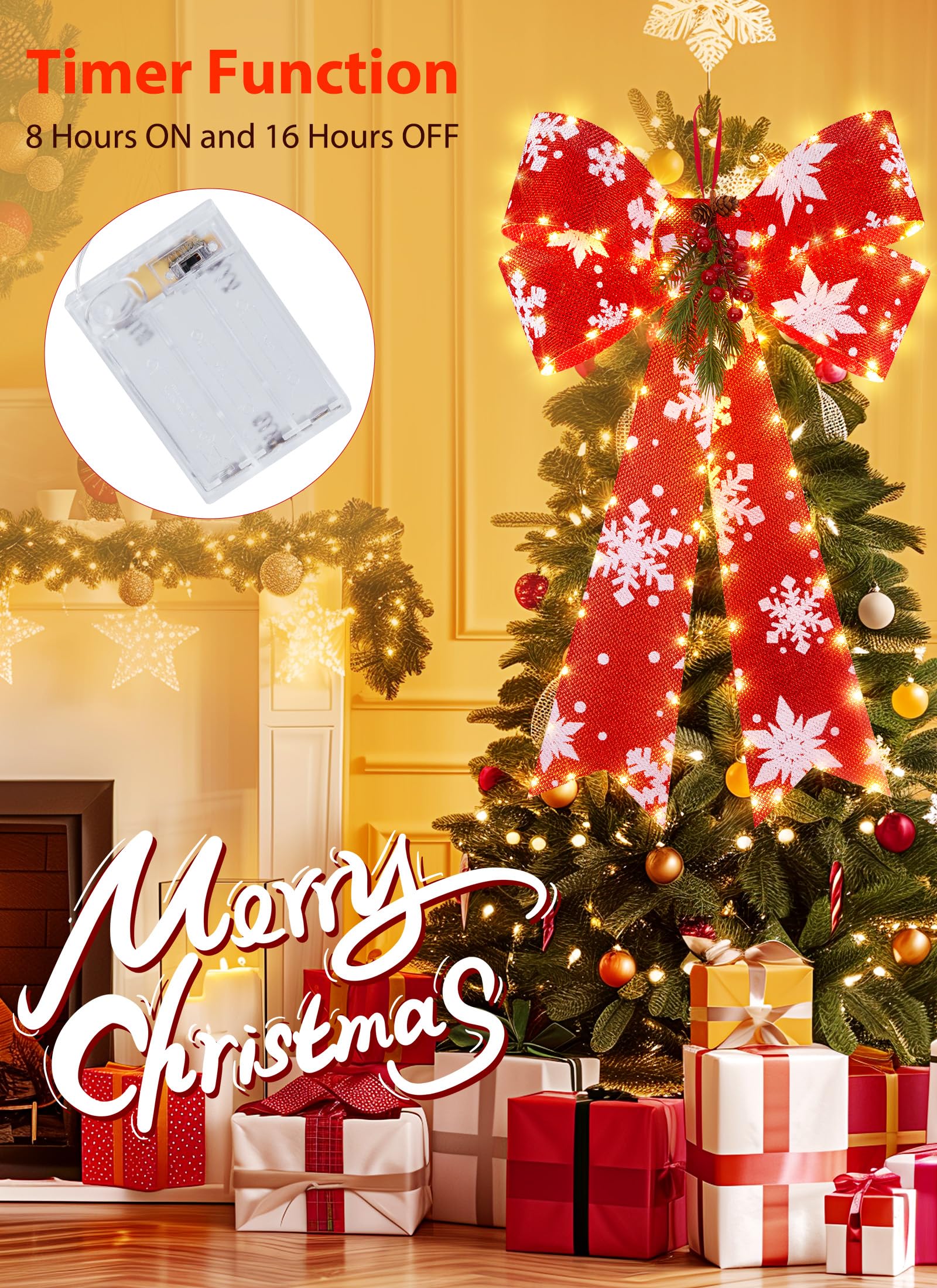Foto 5 pulgar | Lazo Navideño Brightown Led Rojo Con Temporizador, 40 X 60 Cm - Venta Internacional.