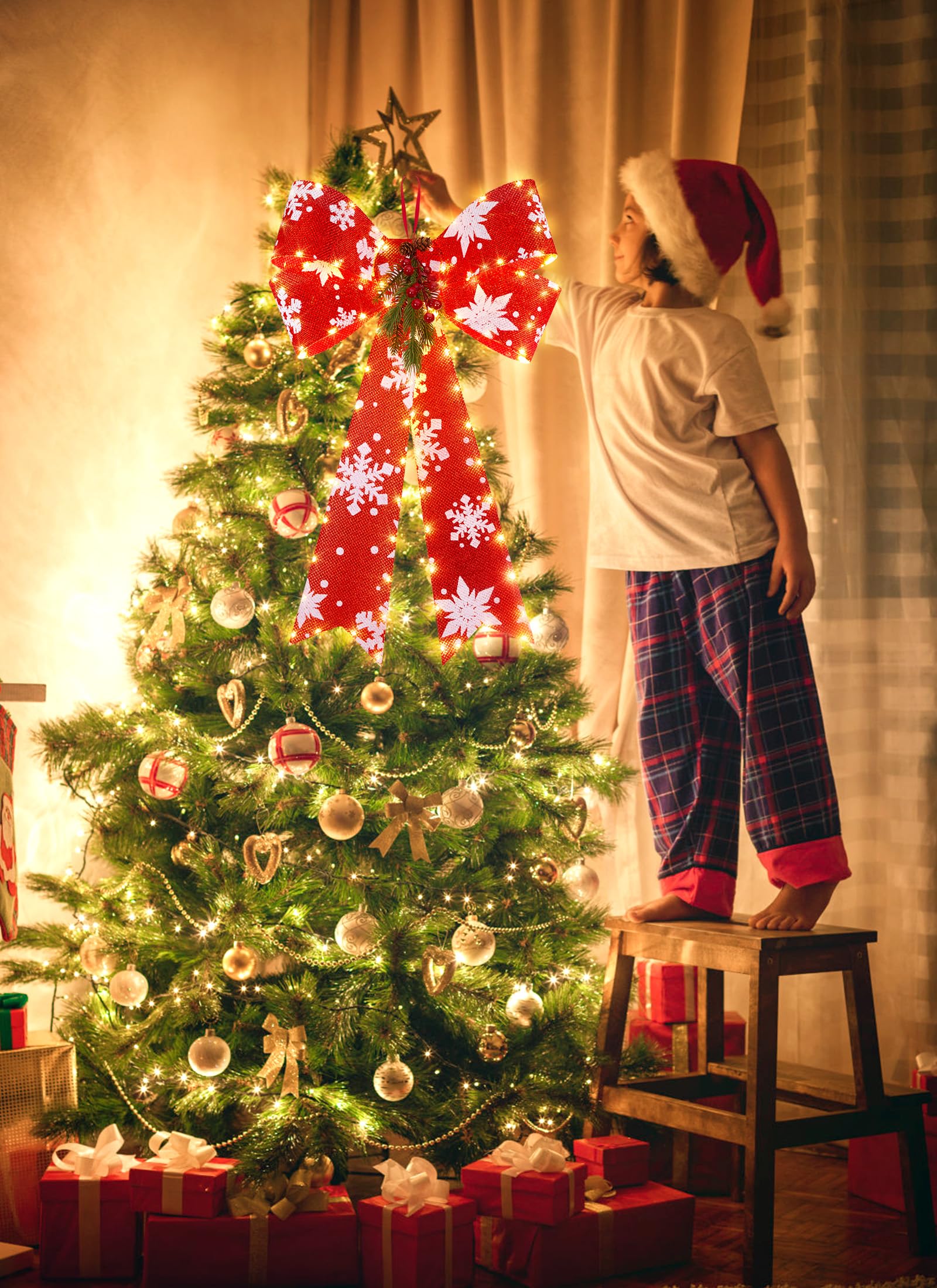 Foto 5 | Lazo Navideño Brightown Led Rojo Con Temporizador, 40 X 60 Cm - Venta Internacional.