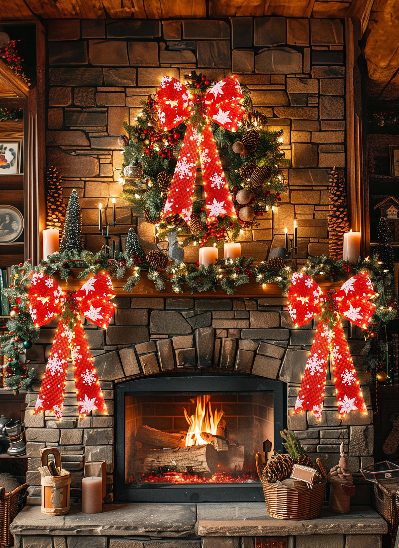 Foto 7 pulgar | Lazo Navideño Brightown Led Rojo Con Temporizador, 40 X 60 Cm - Venta Internacional.
