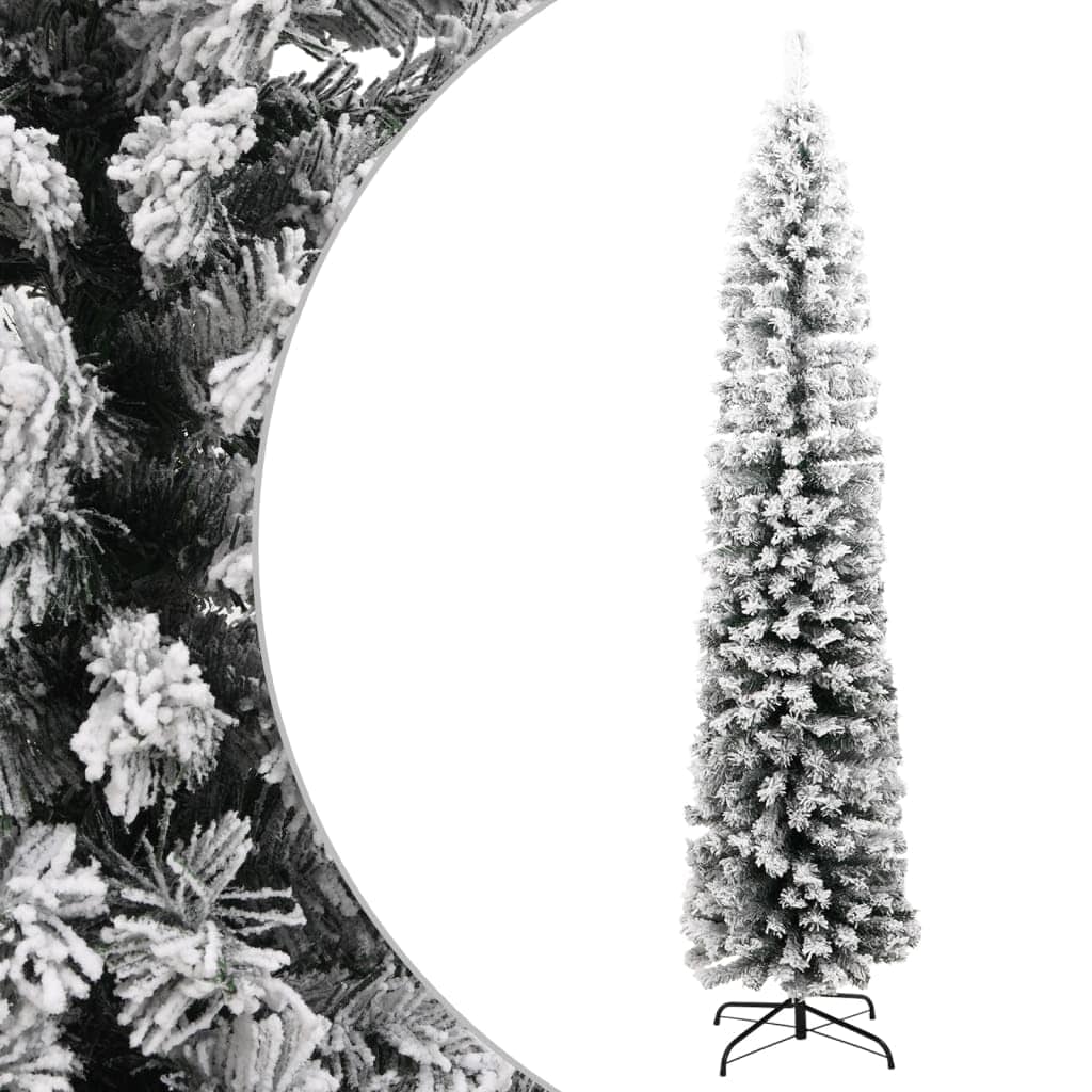 Árbol De Navidad Vidaxl Slim De 2,1 M Con Pvc Flocado De Color Verde Nieve - Venta Internacional. $1,439