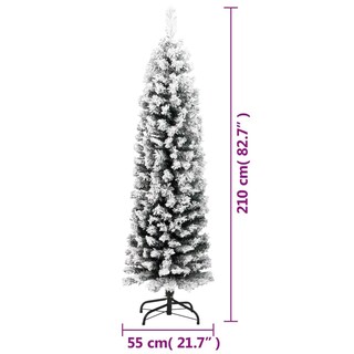 Foto 6 | Árbol De Navidad Vidaxl Slim De 2,1 M Con Pvc Flocado De Color Verde Nieve - Venta Internacional.