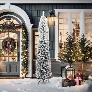 Foto 7 | Árbol De Navidad Vidaxl Slim De 2,1 M Con Pvc Flocado De Color Verde Nieve - Venta Internacional.