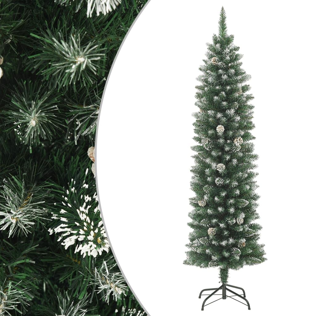 Árbol De Navidad Vidaxl, 180 Cm, Delgado, Con Decoración De Nieve, Color Verde - Venta Internacional. $1,185