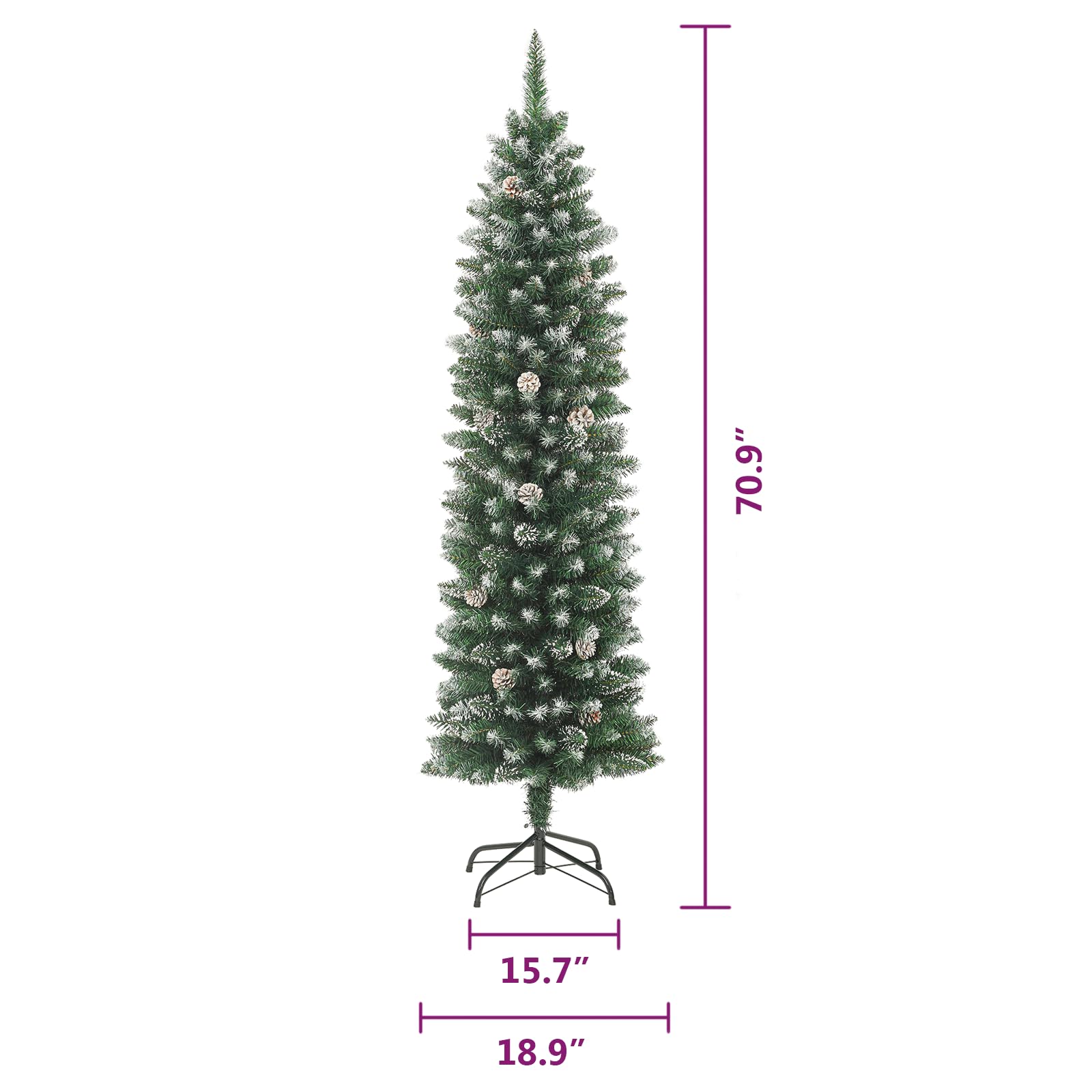 Foto 5 pulgar | Árbol De Navidad Vidaxl, 180 Cm, Delgado, Con Decoración De Nieve, Color Verde - Venta Internacional.
