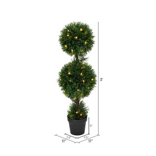 Foto 2 | Árbol De Cedro Artificial Preiluminado Con Forma De Topiario De Doble Bola, 90 Cm - Venta Internacional.