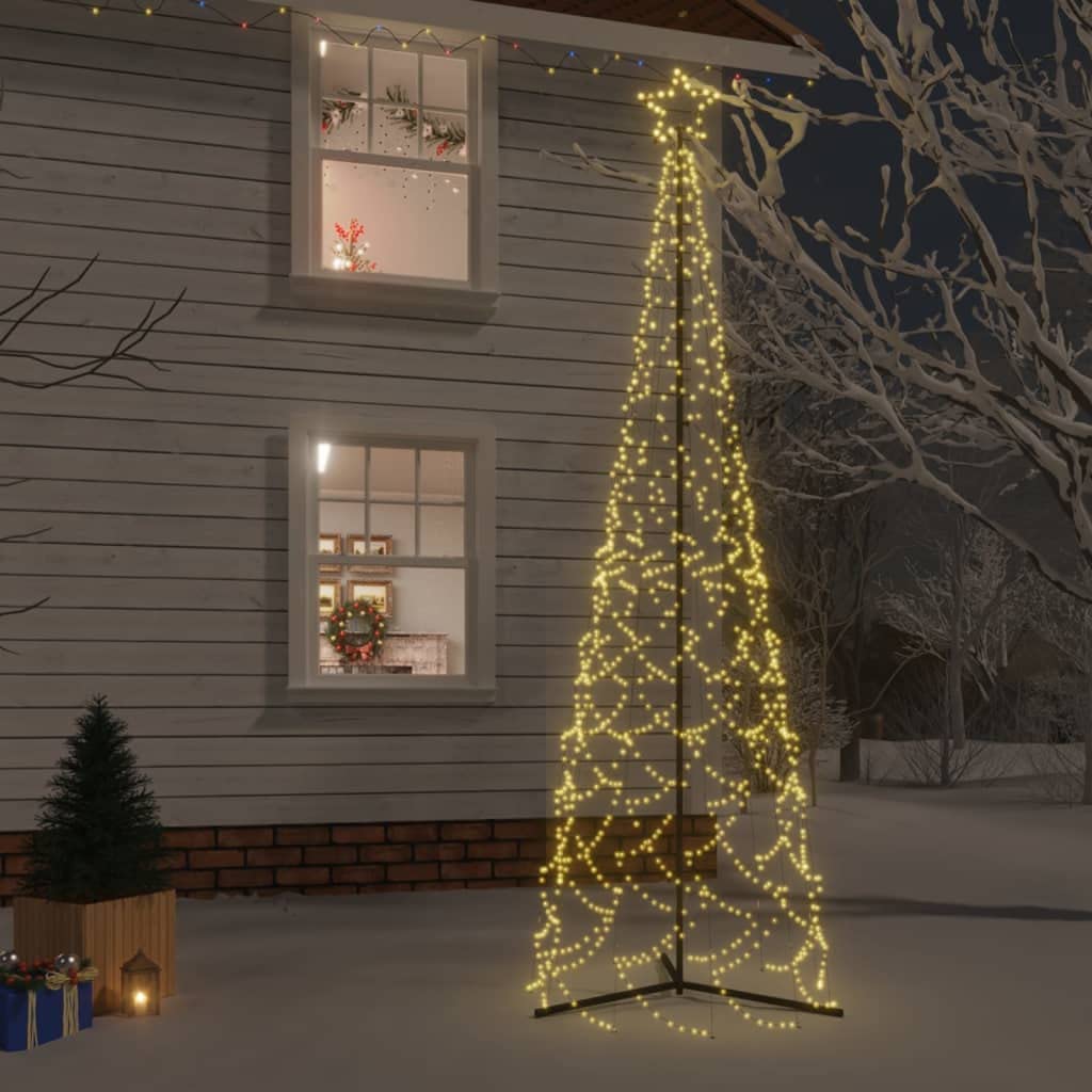 Foto 2 | Árbol En Forma De Cono De Navidad Vidaxl, Blanco Cálido, 500 Led, 1 M X 3 M - Venta Internacional.
