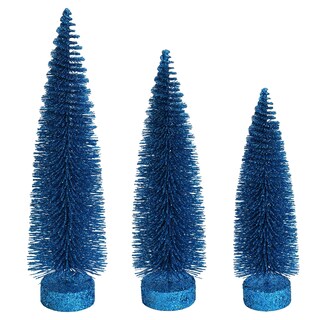Foto 1 | Árbol De Navidad Vickerman De Pino Ovalado Con Purpurina Turquesa, Juego De 3 Unidades - Venta Internacional.
