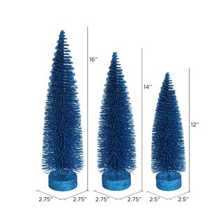 Foto 2 | Árbol De Navidad Vickerman De Pino Ovalado Con Purpurina Turquesa, Juego De 3 Unidades - Venta Internacional.
