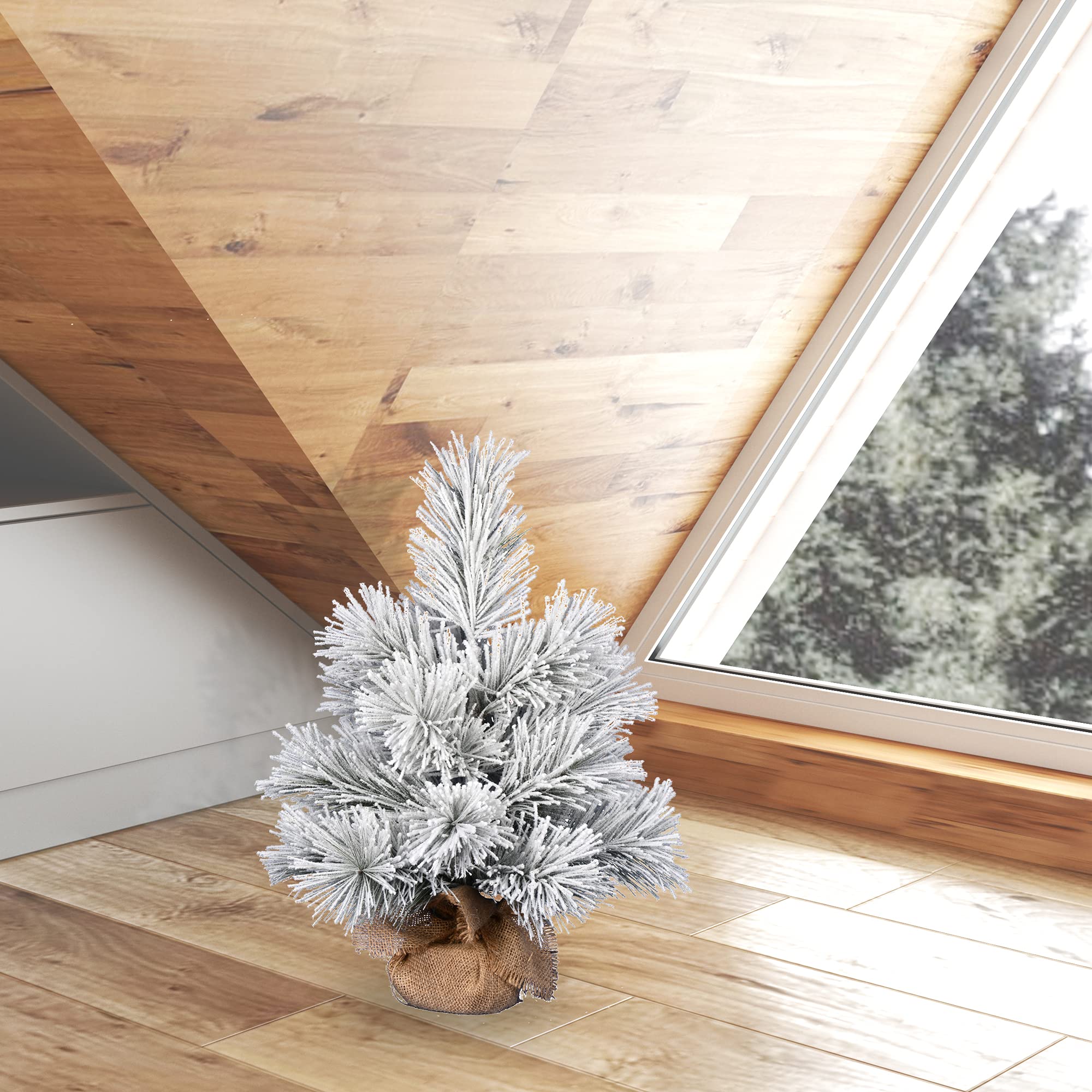 Foto 3 | Árbol De Navidad Vickerman Beckett Pine De 24 Cm Con Puntas Nevadas - Venta Internacional.