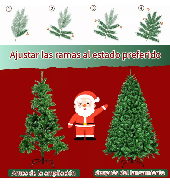Foto 5 pulgar | Majestuoso Árbol De Navidad Artificial Xtellar De 1.8 M Con 800 Ramas Verdes Detalladas