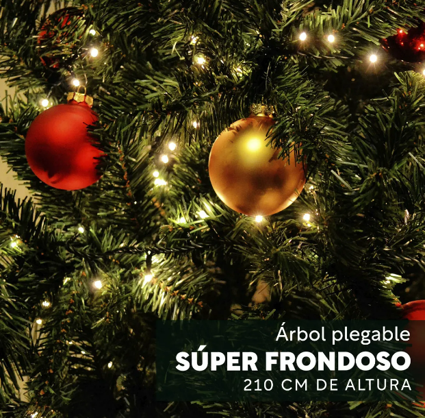 Foto 3 pulgar | Xtellar Árbol De Navidad Artificial Premium 2.10m, Diseño Frondoso Y Lujoso, Soporte Duradero De Metal