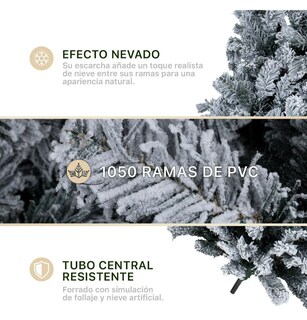 Foto 3 | Xtellar Árbol De Navidad Nevado Majestuoso 2.2m – Encanto Invernal Con 1050 Ramas Frondosas
