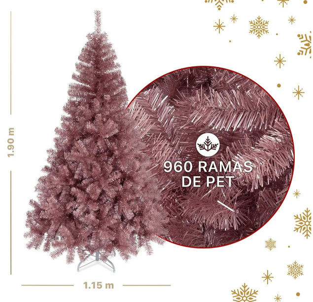 Foto 4 pulgar | Xtellar Árbol De Navidad Pino Sofisticado Oro Rosa Metálico 1.90m Delicado Cedro Del Himalaya