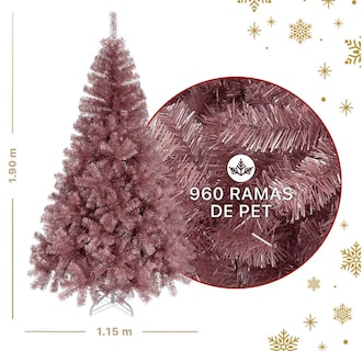 Foto 3 | Xtellar Árbol De Navidad Pino Sofisticado Oro Rosa Metálico 1.90m Delicado Cedro Del Himalaya