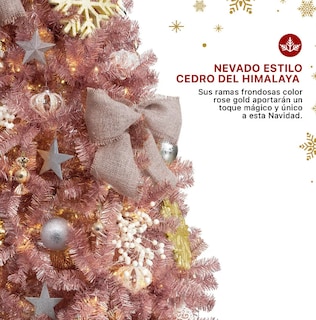 Foto 4 | Xtellar Árbol De Navidad Pino Sofisticado Oro Rosa Metálico 1.90m Delicado Cedro Del Himalaya