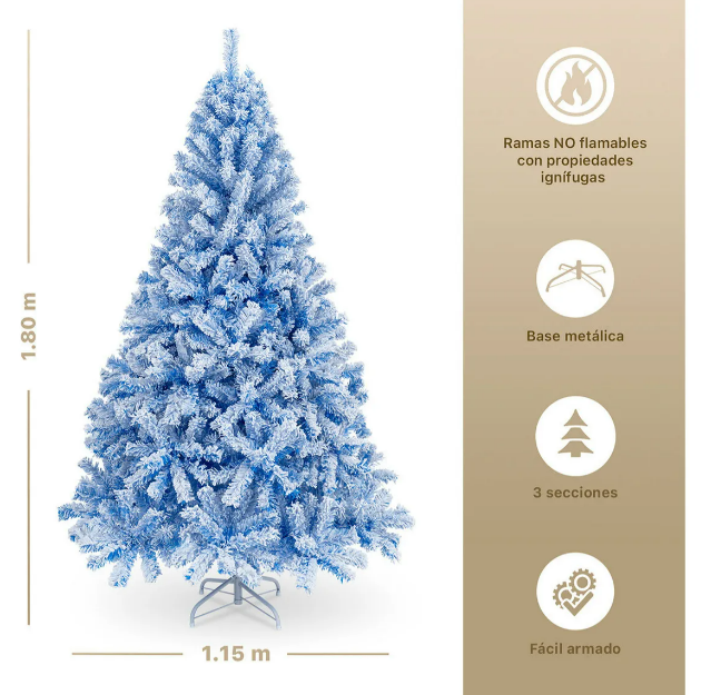 Foto 5 pulgar | Árbol Navideño Xtellar Nevado Azul Vibrante 1.8m Estilo Himalaya, 780 Ramas Frondosas
