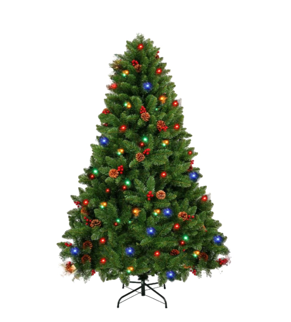 Xtellar Árbol De Navidad De 7ft Premium Con Luces Led, 1100 Ramas Y Detalles Decorativos Únicos