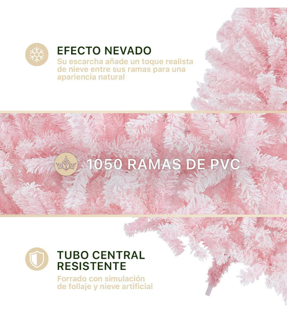 Foto 3 pulgar | Xtellar Árbol De Navidad Nevado 2.2m – Encanto Invernal Rosa Nevado Con 1050 Ramas