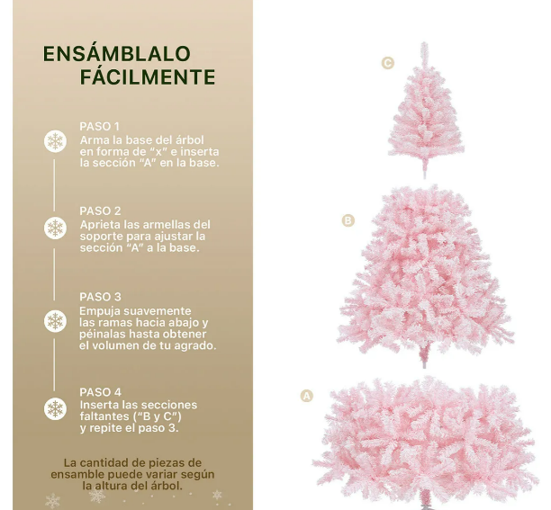 Foto 4 pulgar | Xtellar Árbol De Navidad Nevado 2.2m – Encanto Invernal Rosa Nevado Con 1050 Ramas
