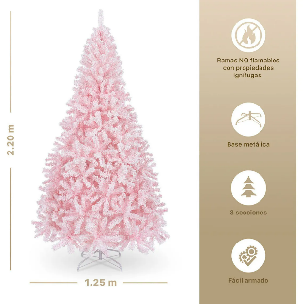 Foto 5 pulgar | Xtellar Árbol De Navidad Nevado 2.2m – Encanto Invernal Rosa Nevado Con 1050 Ramas