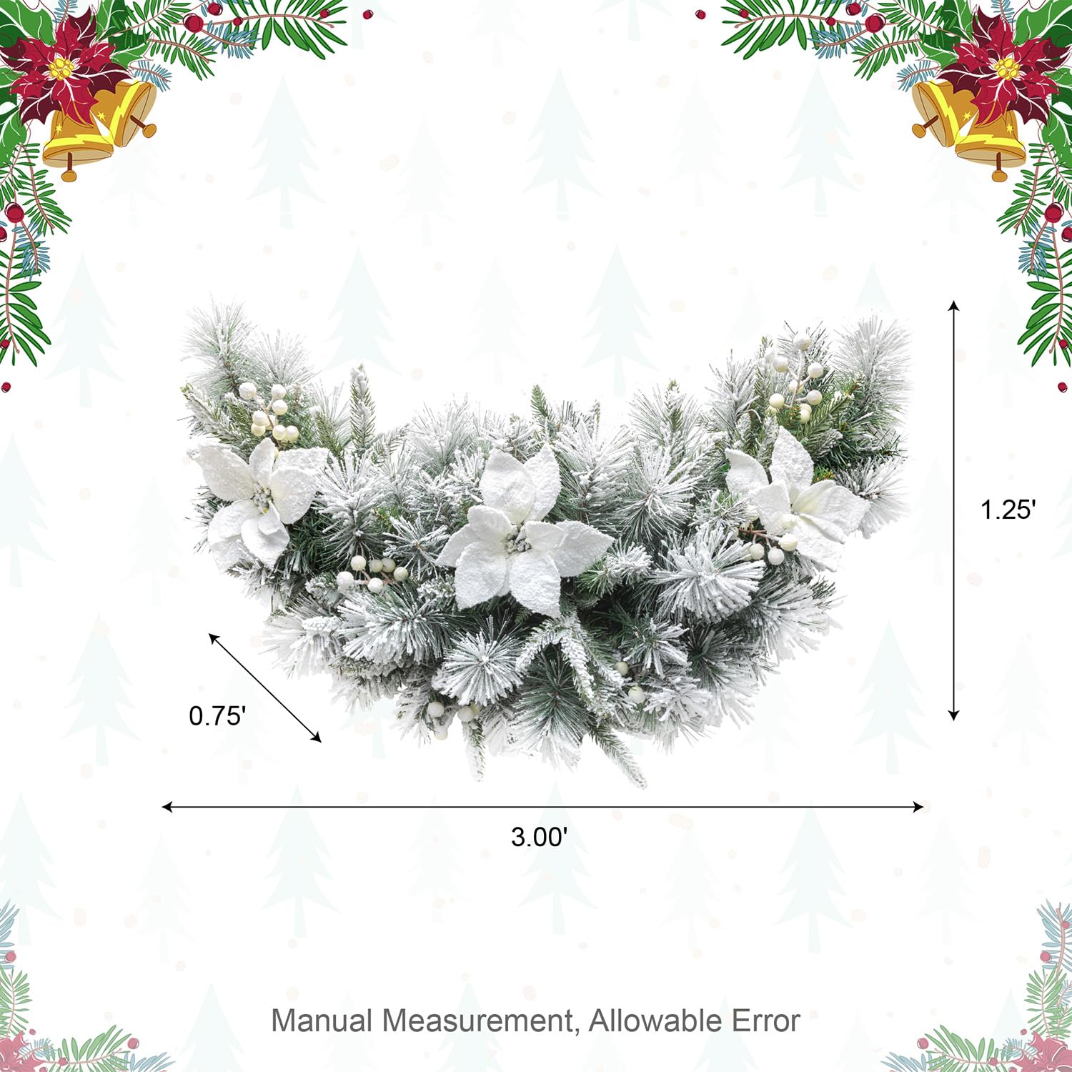Foto 4 pulgar | Christmas Swag Glitzhome Preiluminado Con Vegetación Flocada, 90 Cm, Con Luz - Venta Internacional.