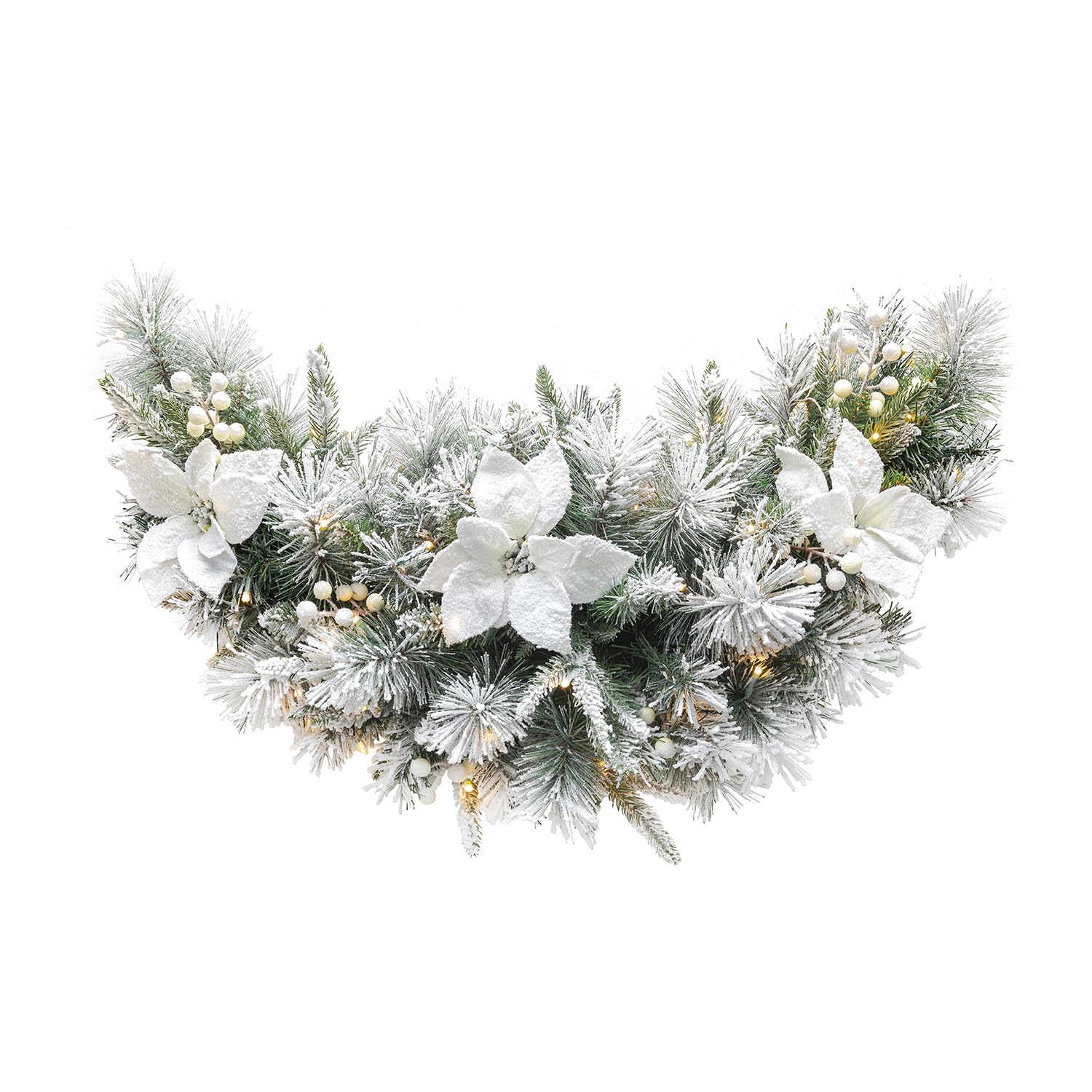 Foto 6 pulgar | Christmas Swag Glitzhome Preiluminado Con Vegetación Flocada, 90 Cm, Con Luz - Venta Internacional.