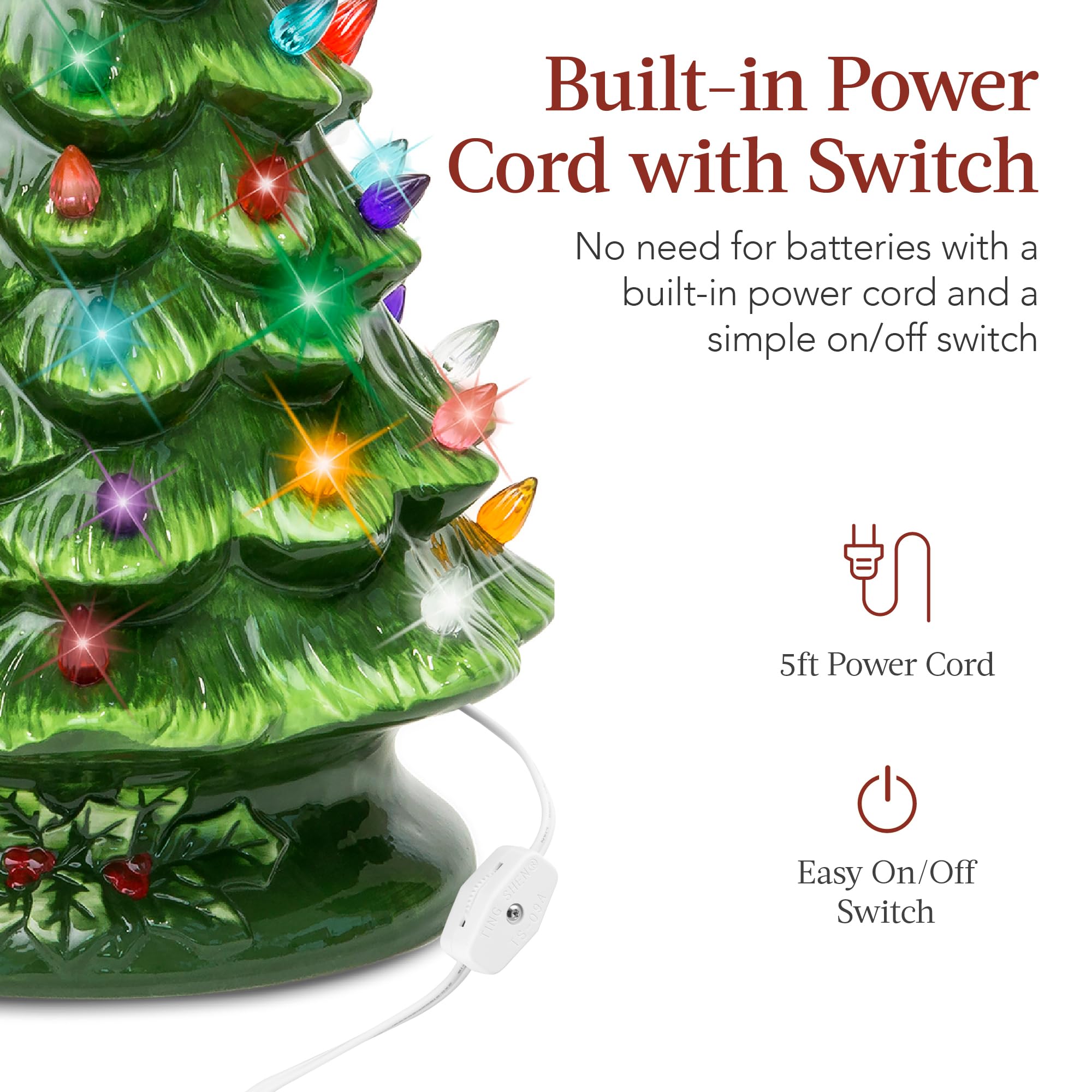 Foto 5 pulgar | Árbol De Navidad De Cerámica Best Choice, 15 Cm, Preiluminado Con 64 Luces - Venta Internacional.