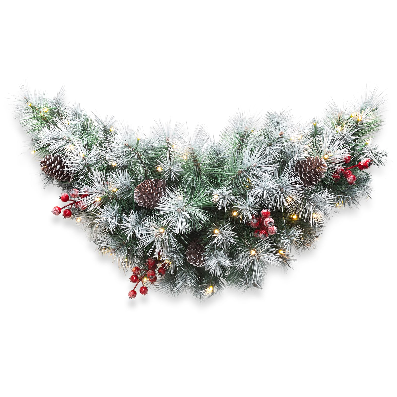 Foto 4 pulgar | Piñas Preiluminadas De Christmas Swag Glitzhome Con Frutos Rojos, 90 Cm - Venta Internacional.
