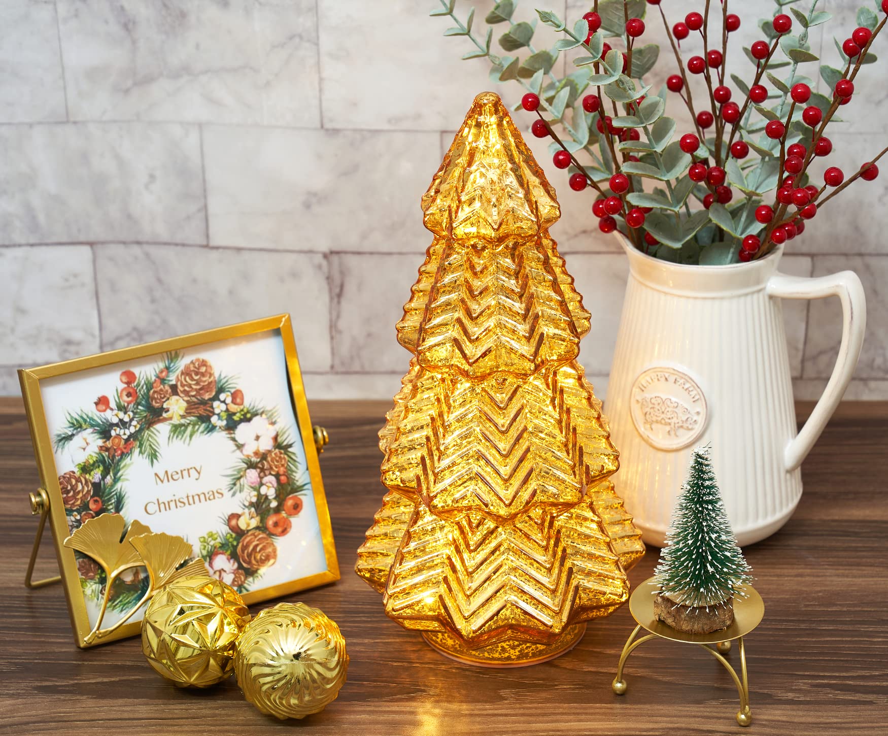 Foto 4 pulgar | Árbol de Navidad para Mesa Lamris con Iluminación Dorado - Venta Internacional
