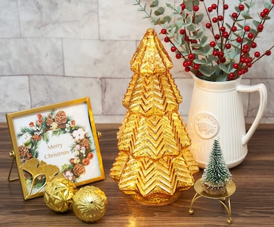 Foto 3 | Árbol de Navidad para Mesa Lamris con Iluminación Dorado - Venta Internacional