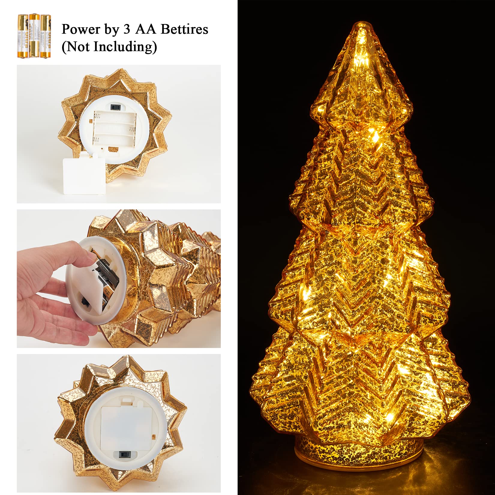 Foto 8 pulgar | Árbol de Navidad para Mesa Lamris con Iluminación Dorado - Venta Internacional