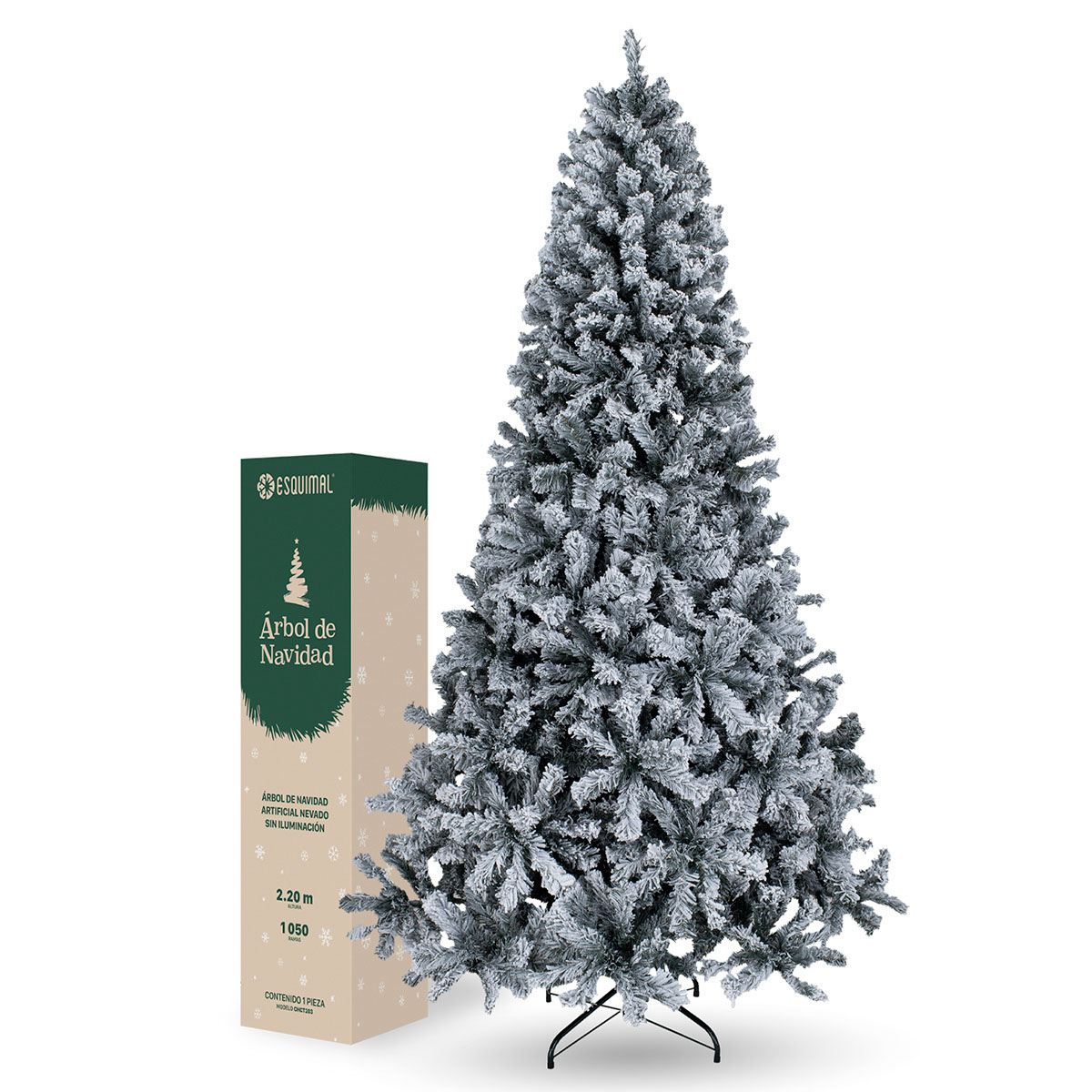 Foto 1 | Árbol De Navidad Nevado Esquimal Pino Verde Oscuro 2.20m Con 1050 Ramas
